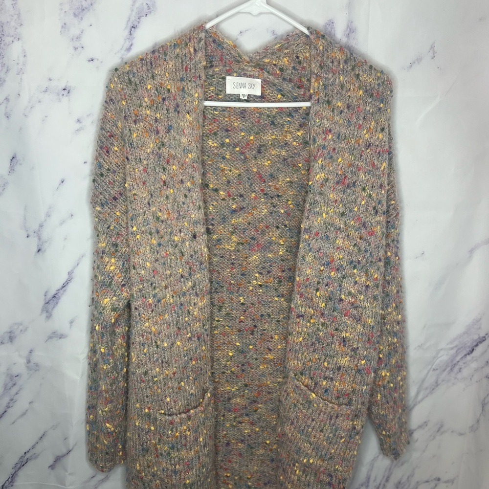 Sienna Sky Women’s Casual Comfy Speckled Knit multicolored Women's Cardigan Sz M